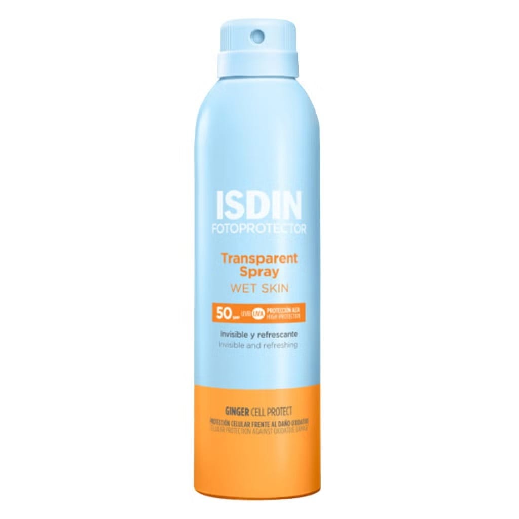 بخاخ Isdin Fotoprotector Wet Skin الشفاف بمعامل حماية SPF50+
