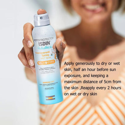 بخاخ Isdin Fotoprotector Wet Skin الشفاف بمعامل حماية SPF50+